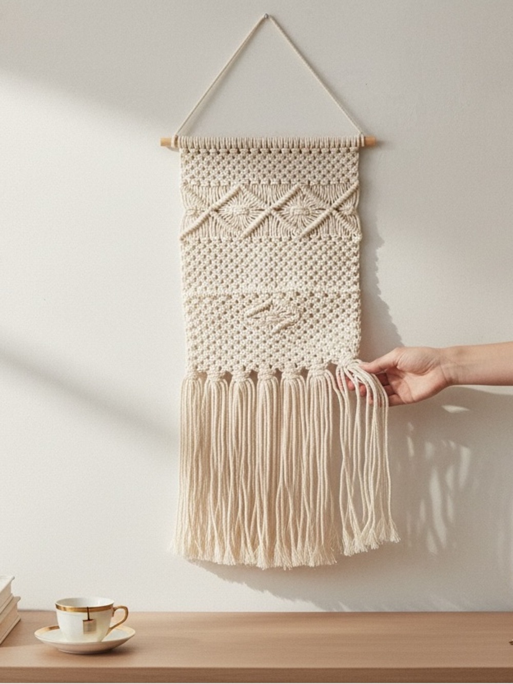 Handcrafted Cream Macramé Wall Hanging  Boho Home Wall Decor/Letter Sorter NWT